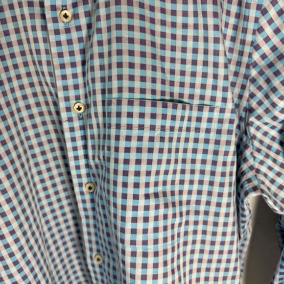 Peter Millar NWOT Blue/Purple Plaid Turkish Cotton Button Down Shirt Sz L - Picture 4 of 9